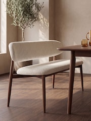 Cult Furniture Speckled Stone & Walnut Effect Halston Fabric Bench - Image 1 of 8