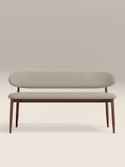 Cult Furniture Speckled Stone & Walnut Effect Halston Fabric Bench - Image 3 of 8