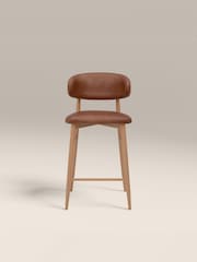 Cult Furniture Set of 2 Vintage Tan Oak Halston Kitchen Stools - Image 3 of 7