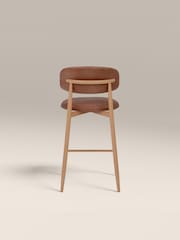 Cult Furniture Set of 2 Vintage Tan Oak Halston Kitchen Stools - Image 6 of 7
