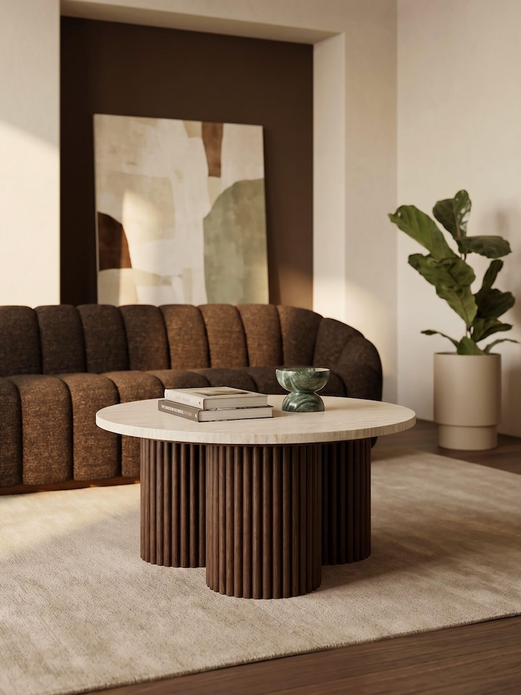 Cult Furniture Natural Skylar Round Stone Coffee Table - Image 1 of 5 Cult Furniture Natural Skylar Round Stone Coffee Table - Image 1 of 5