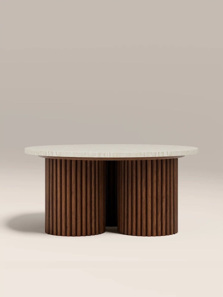 Cult Furniture Natural Skylar Round Stone Coffee Table - Image 2 of 5 Cult Furniture Natural Skylar Round Stone Coffee Table - Image 2 of 5