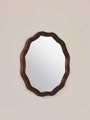 Cult Furniture Walnut Lillian Wavy Wall Gloss Mirror - Image 3 of 5