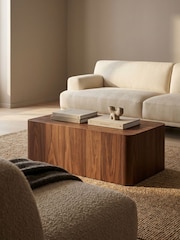 Cult Furniture Walnut Sabel Rectangle Stone Coffee Table - Image 1 of 6