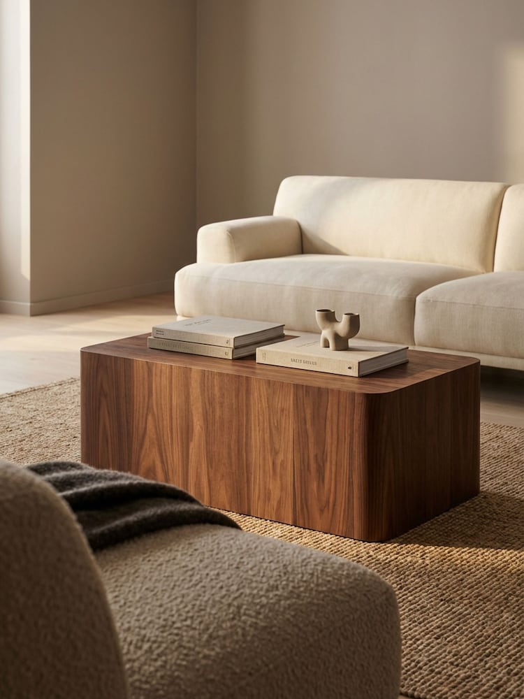 Cult Furniture Walnut Sabel Rectangle Stone Coffee Table - Image 1 of 6 Cult Furniture Walnut Sabel Rectangle Stone Coffee Table - Image 1 of 6