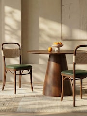 Cult Furniture Set of 2 Vintage Green Caleb Wooden And Weave Dining Chairs - Image 1 of 7