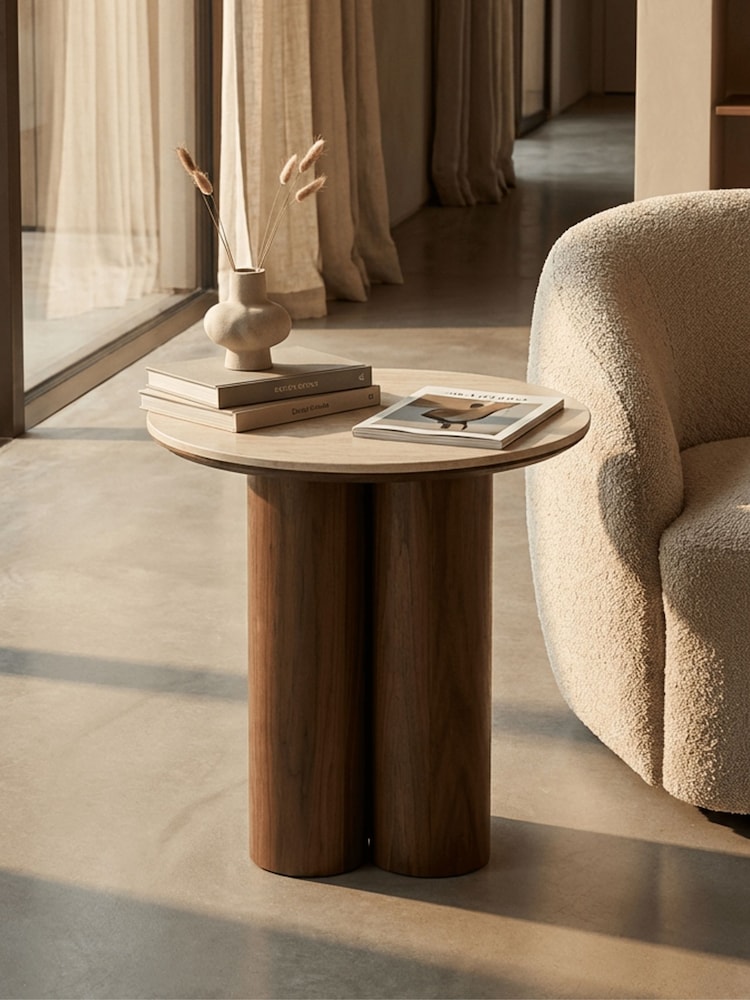 Cult Furniture Natural Noelle Round Stone Side Table - Image 1 of 5 Cult Furniture Natural Noelle Round Stone Side Table - Image 1 of 5
