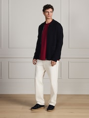 Black Signature Boiled Wool Zip Up Knitted Jacket - Image 4 of 5