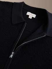 Black Signature Boiled Wool Zip Up Knitted Jacket - Image 8 of 8