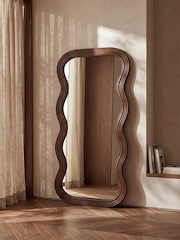 Cult Furniture Walnut Ridley Wavy Full Length Mirror - Image 1 of 3
