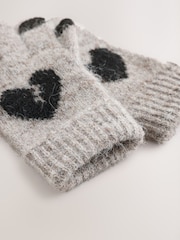 smALLSAINTS Brown Script Logo Knitted Heart Motif Beanie and Gloves Set - Image 4 of 4