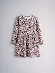 The Set 3 Pack Long Sleeve Jersey Skater Dress Purple Print/Stripe - Image 10 of 12