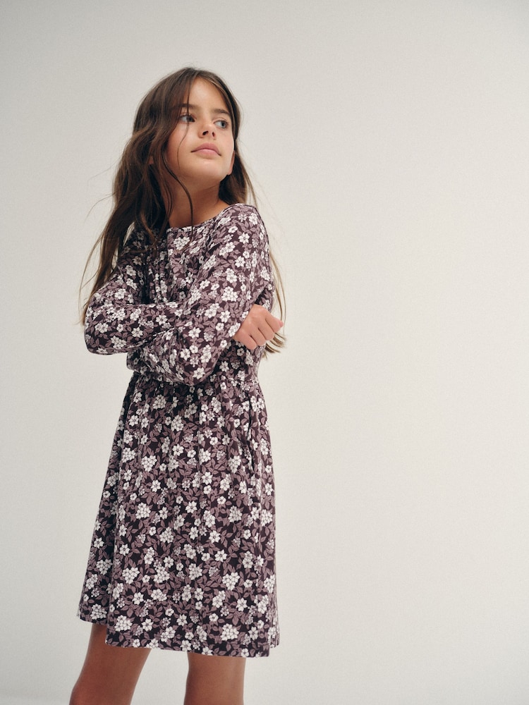 The Set 3 Pack Long Sleeve Jersey Skater Dress Purple Print/Stripe - Image 2 of 12 The Set 3 Pack Long Sleeve Jersey Skater Dress Purple Print/Stripe - Image 2 of 12