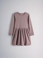 The Set 3 Pack Long Sleeve Jersey Skater Dress Purple Print/Stripe - Image 8 of 12