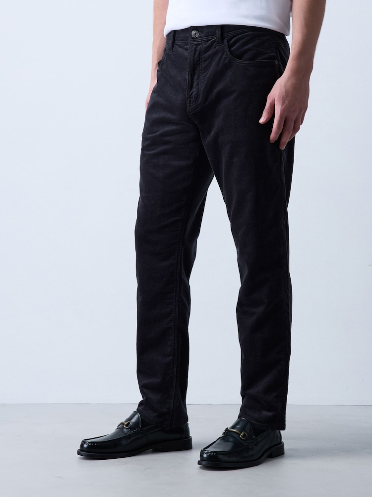 Charcoal Grey Slim Fit Motionflex Cord Trousers - Image 1 of 6