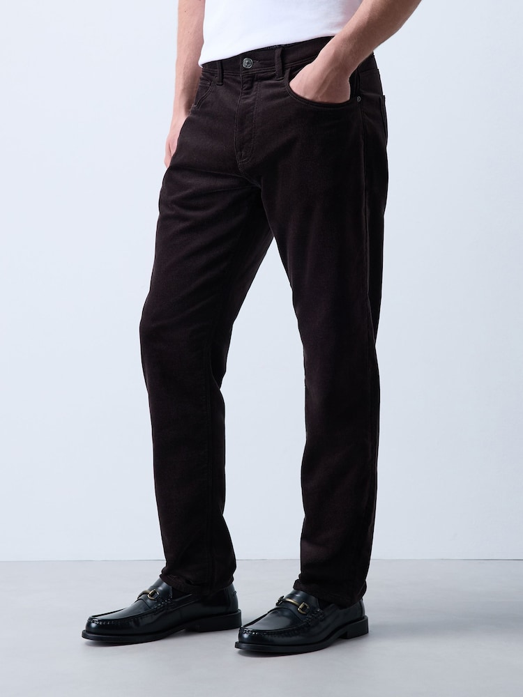 Dark Purple Slim Fit Motionflex Cord Trousers - Image 1 of 7