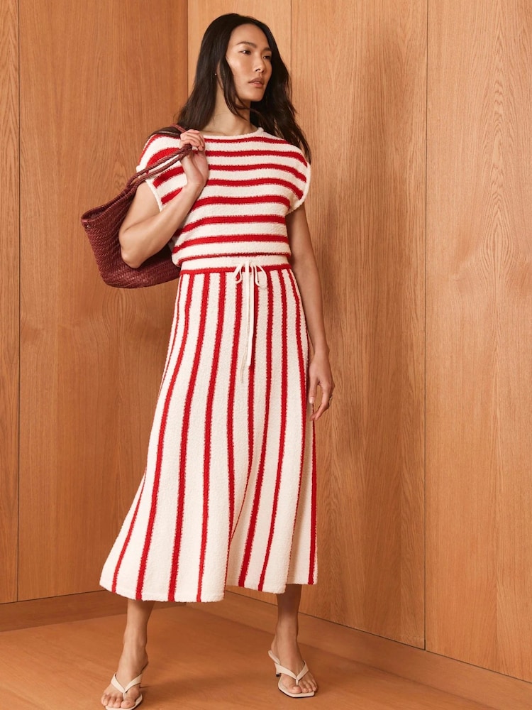 Mint Velvet Red Striped Knit Midi Dress - Image 1 of 5 Mint Velvet Red Striped Knit Midi Dress - Image 1 of 5