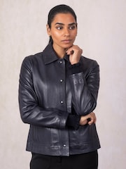 Lakeland Leather Blue Newby Collared Jacket - Image 1 of 7