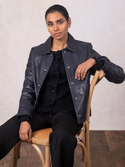 Lakeland Leather Blue Newby Collared Jacket - Image 2 of 7