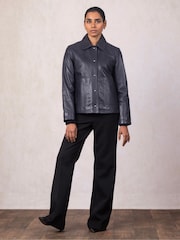 Lakeland Leather Blue Newby Collared Jacket - Image 3 of 7