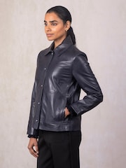 Lakeland Leather Blue Newby Collared Jacket - Image 5 of 7