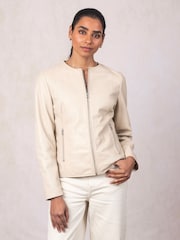 Lakeland Leather White Crosby Collarless Jacket - Image 1 of 6