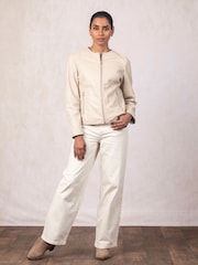 Lakeland Leather White Crosby Collarless Jacket - Image 3 of 6