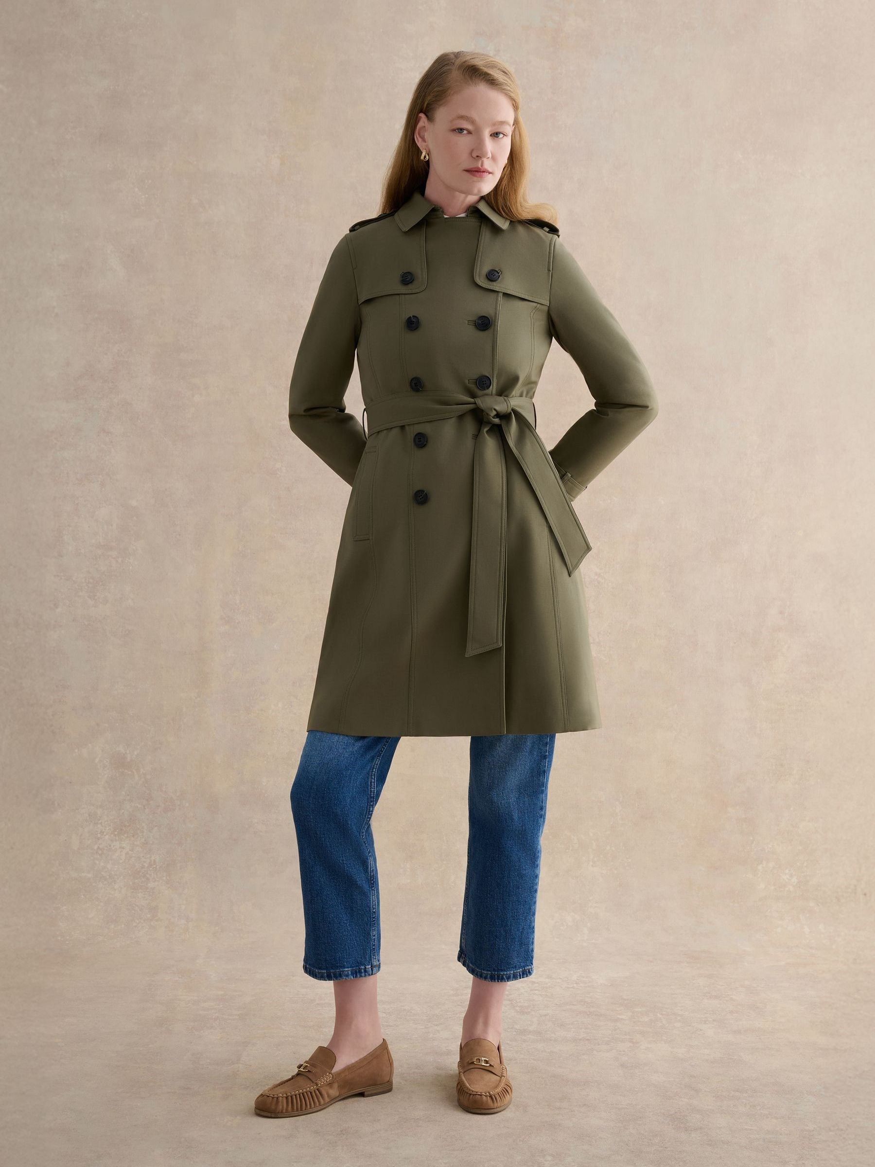 Buy Hobbs Olive Green Petite Skylar Shower Resistant Trench Coat