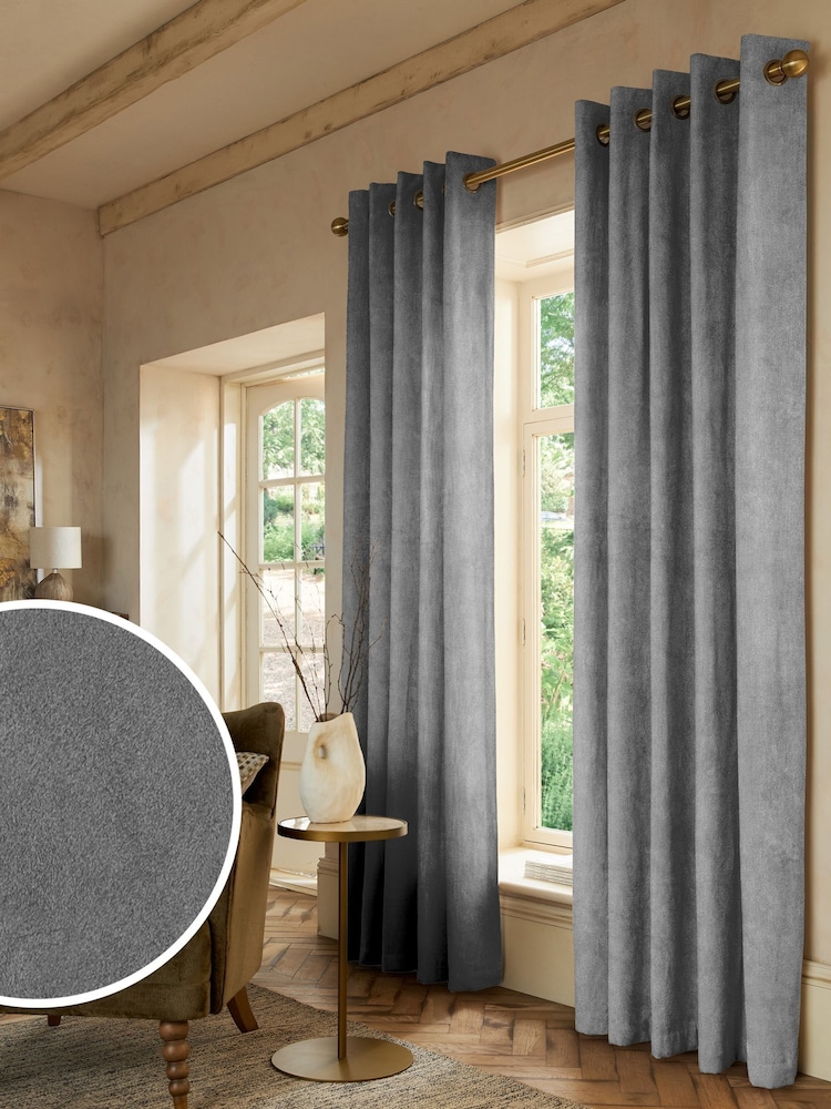 Grey Mohair Made to Measure Curtain - Image 1 of 9