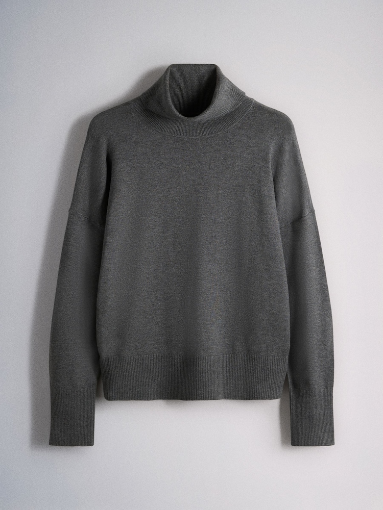 The Set 3 Pack Fine Knit Roll Neck Jumpers Navy Blue/Charcoal Grey/Burgundy Red - Image 2 of 6