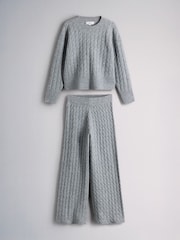 The Set Cable Knit Jumper and Joggers Co-ord Set Grey - Image 1 of 5