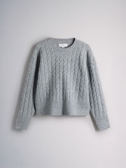 The Set Cable Knit Jumper and Joggers Co-ord Set Grey - Image 3 of 5