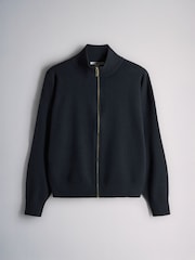 The Set 2 Pack Zip Through Jumpers With Wool Dark Navy - Dark Charcoal Marl/Grey - Image 10 of 12