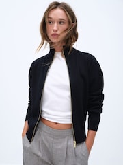 The Set 2 Pack Zip Through Jumpers With Wool Dark Navy - Dark Charcoal Marl/Grey - Image 3 of 12