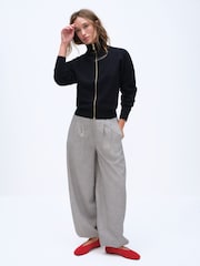 The Set 2 Pack Zip Through Jumpers With Wool Dark Navy - Dark Charcoal Marl/Grey - Image 6 of 12