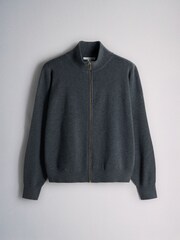 The Set 2 Pack Zip Through Jumpers With Wool Dark Navy - Dark Charcoal Marl/Grey - Image 9 of 12