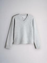 The Set 2 Pack V-Neck Jumpers With Wool Light Grey Marl Nouvean/Navy - Image 3 of 5