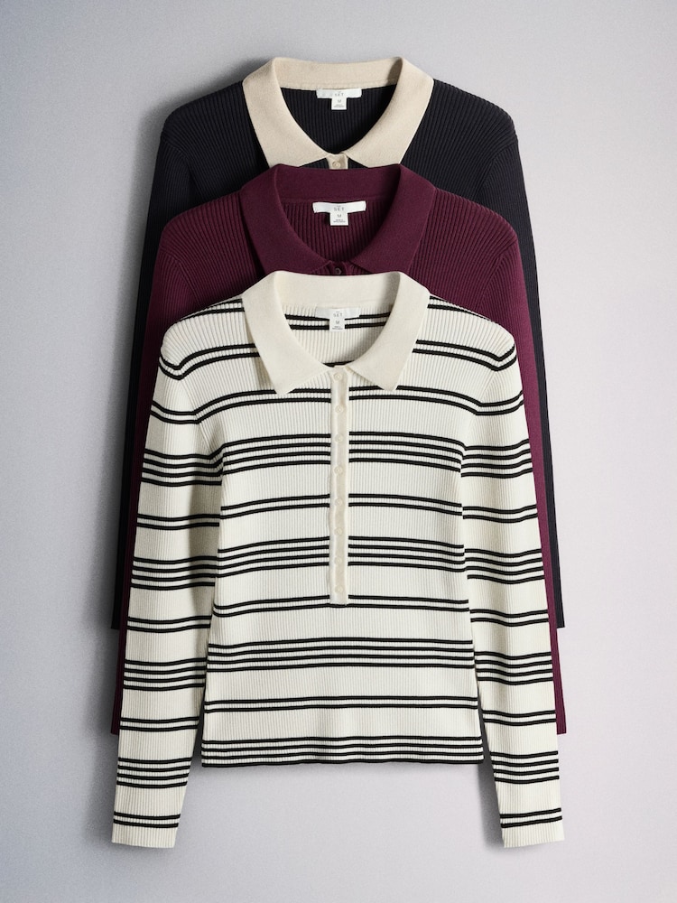 The Set 3 Pack Long Sleeve Button Down Jumper - صورة 2 من 10 The Set 3 Pack Long Sleeve Button Down Jumper - صورة 2 من 10