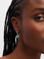 Jon Richard Turquoise Clover Huggie Earrings - Image 2 of 3