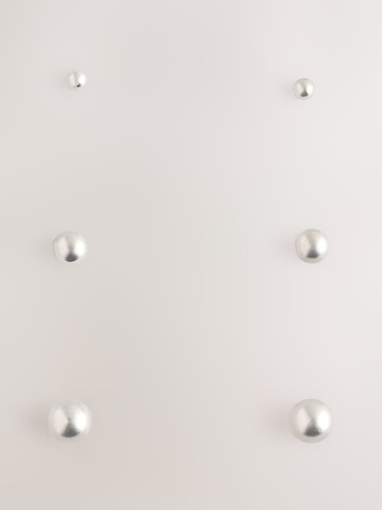 Sterling Silver Ball Stud Earrings 3 Pack - Image 1 of 1 Sterling Silver Ball Stud Earrings 3 Pack - Image 1 of 1