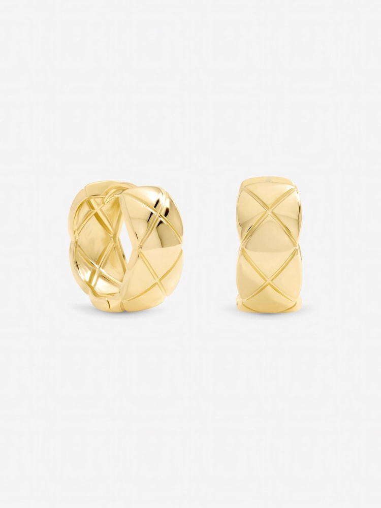 Jon Richard Gold Tone Quilted Hoop Earrings - Image 1 of 3