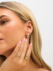 Jon Richard Gold Tone Quilted Hoop Earrings - Image 3 of 3