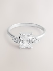 Sterling Silver Rectangular Cubic Zirconia Ring - Image 1 of 3