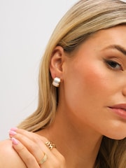 Jon Richard Metallic Satin Hoop Earrings - Image 2 of 2