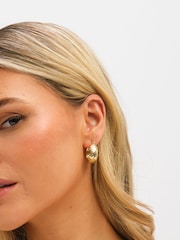 Jon Richard Gold Tone Textured Large Hoop Earrings - Image 3 of 3
