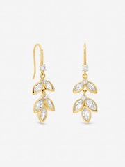 Jon Richard Gold Tone Crystal Leaf Drop Fish Hook Earrings - Image 1 of 3