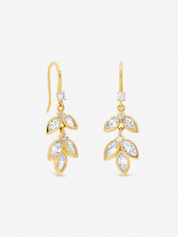 Jon Richard Gold Tone Crystal Leaf Drop Fish Hook Earrings - Image 1 of 3
