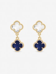 Jon Richard Blue Crystal Clover Drop Earrings - Image 1 of 1