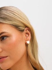 Jon Richard Cream Mother of Pearl Heart Hoop Earrings - Image 2 of 3