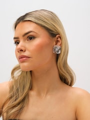 Jon Richard Silver Tone Crystal Statement Flower Earrings - Image 2 of 3